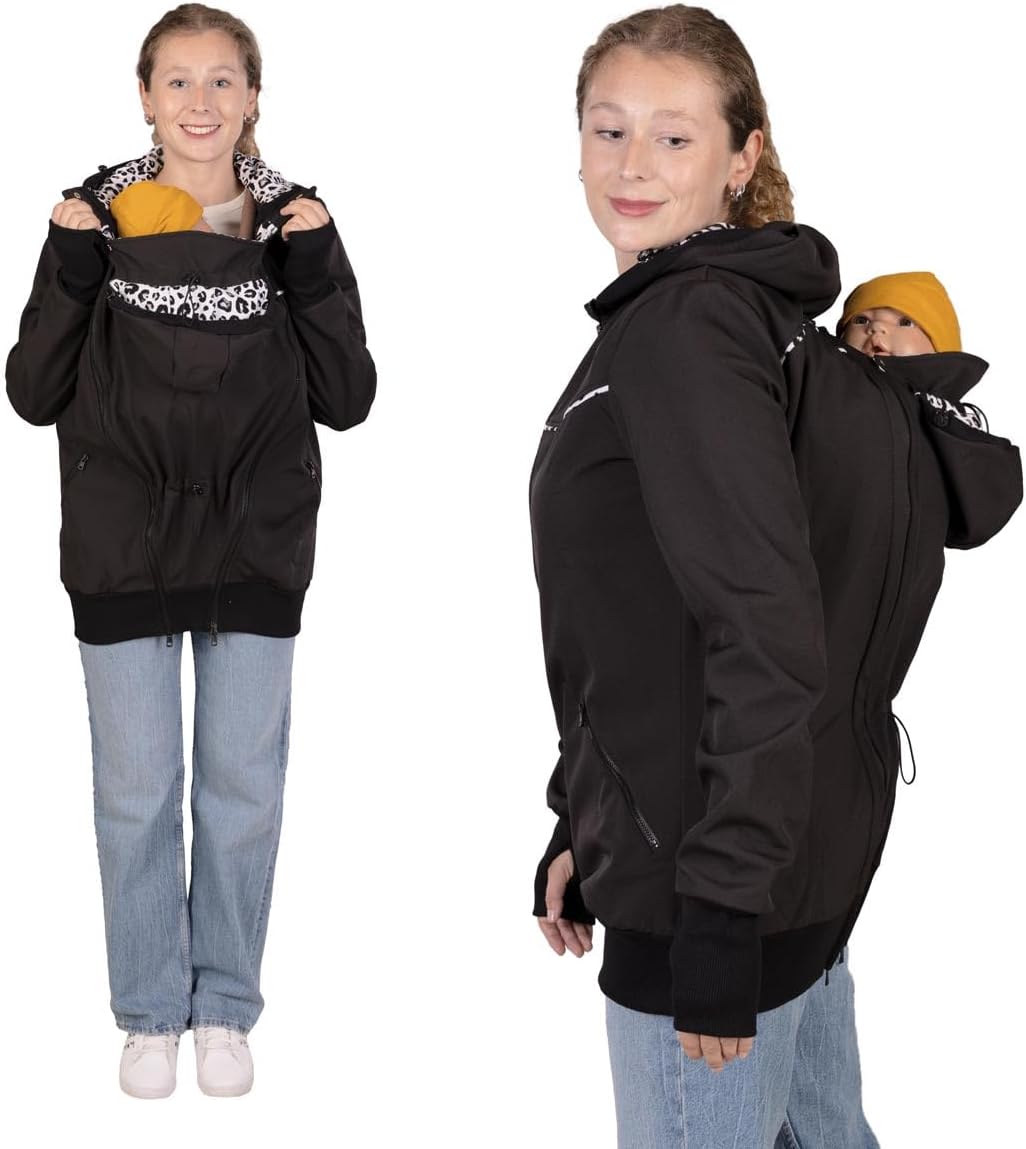 Viva la Mama 4in1 Tragejacke für Tragen auf dem Rücken oder der Brust, Softshell, Umstandsjacke + Kä
