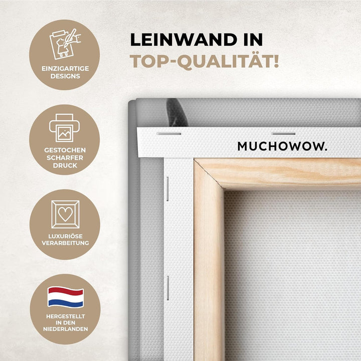 MuchoWow© Bild auf Leinwand Gross 120x80 cm XXL Schlafzimmer Bilder Schwarzweiss Wand Deko Wohnzimme