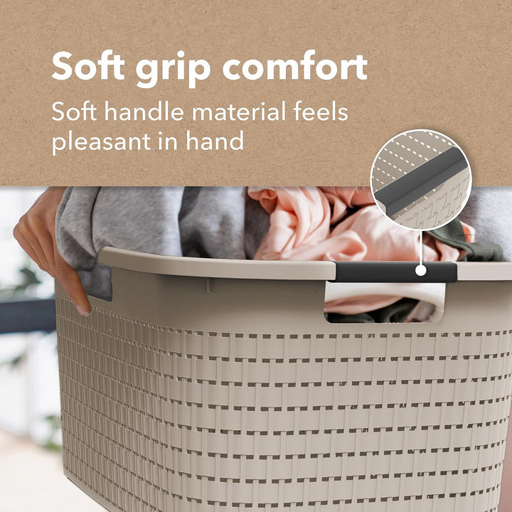 Rotho Country 3er-Set Wäschekorb 40l, Kunststoff (PP) BPA-frei, anthrazit, 40l (58.0 x 38.9 x 25.1 c