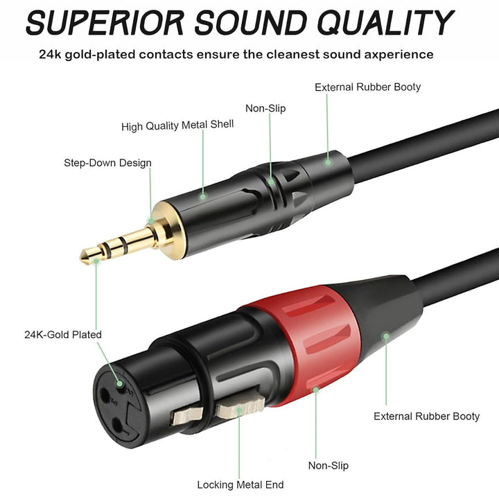 Mikrofon kabel, Dual Weiblich XLR auf 3,5mm Y-Splitter, Unausgewogen 3,5mm Mini Jack TRS Stereo Aux