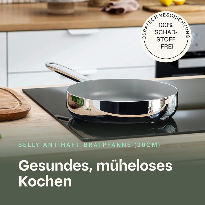 Berghoff Home Edelstahl Bratpfanne 20cm – Antihaft-Pfanne ohne PFAS – Induktionsgeeignet – kleine Pf