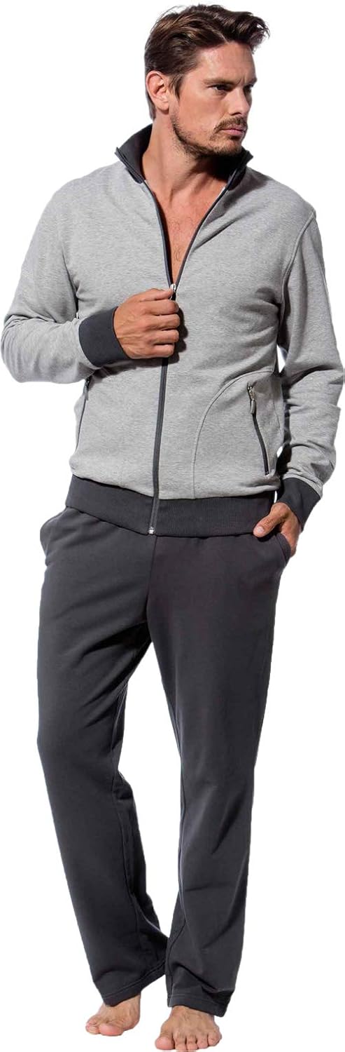 Morgenstern Herren Hausanzug - Trainingsanzug - Sportanzug - Baumwolle - Komplett, Grau