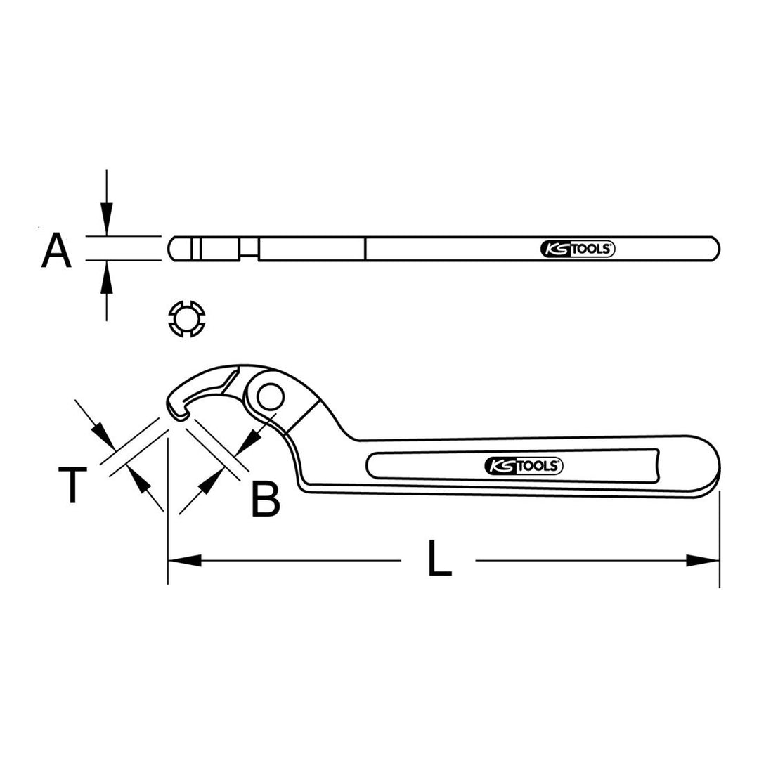 KS Tools 963.8208 BRONZEplus Gelenk-Hakenschlüssel Ø 50-120 mm