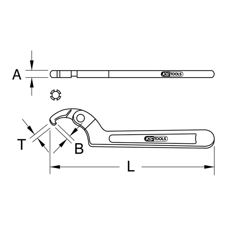 KS Tools 963.8208 BRONZEplus Gelenk-Hakenschlüssel Ø 50-120 mm
