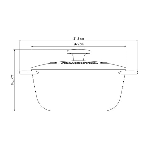 Tramontina Trento Bräter, Schmortopf aus Gusseisen, 24 cm, 4 Liter, Schwarz, 24 cm