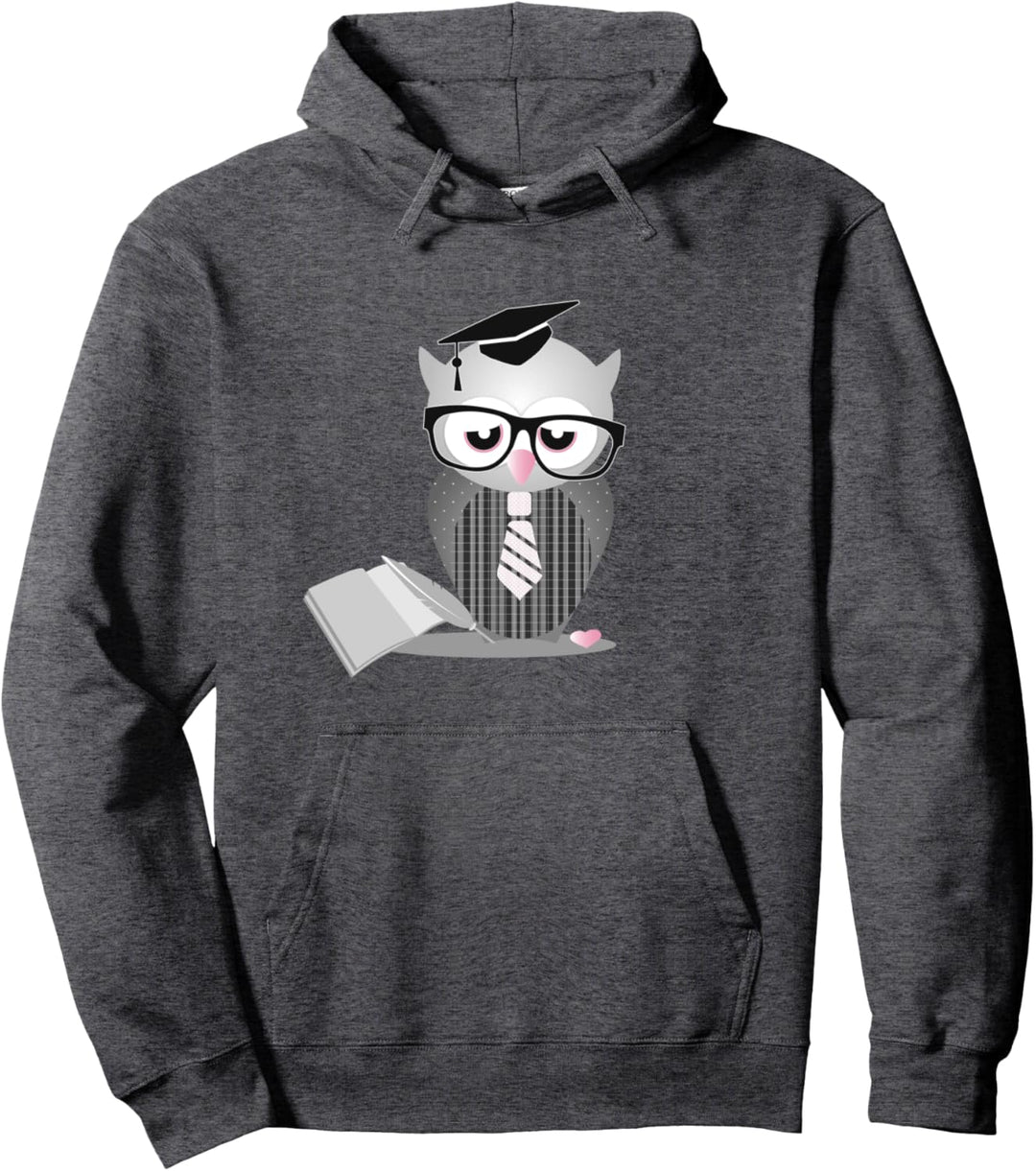 studierende Eule mit Doktorhut,Brille und Krawatte Pullover Hoodie