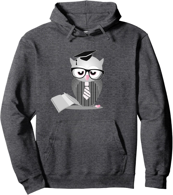 studierende Eule mit Doktorhut,Brille und Krawatte Pullover Hoodie