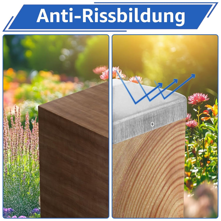 24 Stück Pfostenkappe 9x9 cm, Edelstahl Zaunpfosten Kappen pfostenabdeckung 91x91 mm, Zaunpfosten Me