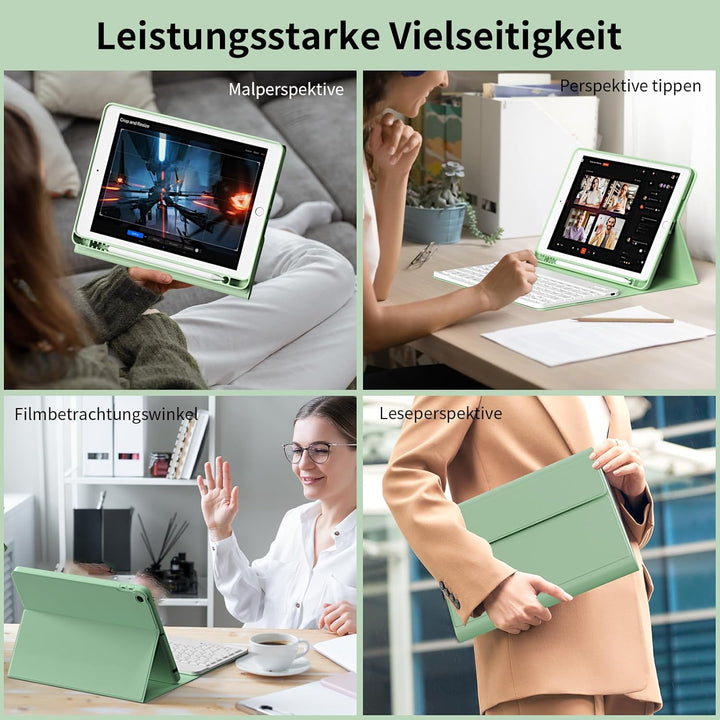 Tastatur Hülle für iPad 10,2 Zoll 9. 8. 7. Generation 2021 2020 2019, Abnehmbarer Bluetooth QWERTZ K