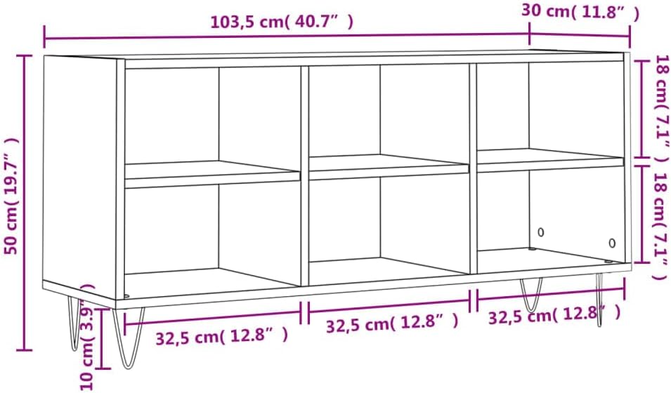 TV-Schrank Sonoma Eiche 103,5 x 30 x 50 cm Holz mehrschichtig y Eisen TV-Schrank TV-Schrank Vitrine