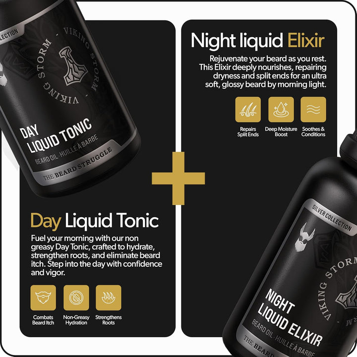 The Beard Struggle Bartöl Set Tag & Nacht – Bartpflege & Bartwuchsöl Bundle für Männer – Feuchtigkei