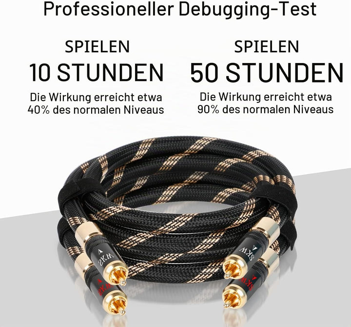 SKW Cinch Audiokabel, 2 x Cinch auf 2 x Cinch-Stecker, selbstsichernd, Cinch-Kabel, kompatibel mit C