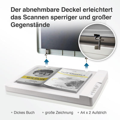 Plustek A3-Flachbettscanner OS1180, für A3-Grafiken und Dokumente Design für Büchereien, Schulen und