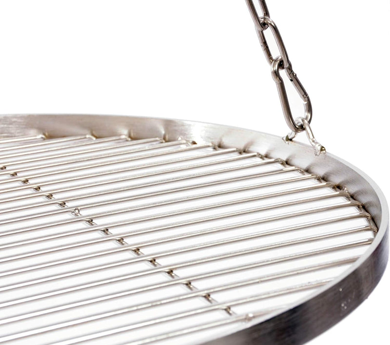 Grillrost 60 cm mit Kette Edelstahl für Schwenkgrill 3 Bein Grill Rost 10 mm Stababstand BBQ