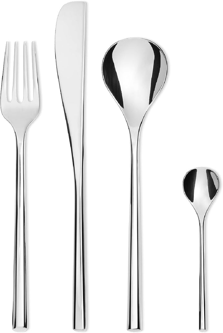 Alessi TI04S24 MU Besteckgarnitur 24 TLG. bestehend aus 6 Tafellöffel-Messer-Gabel und 6 Kaffeelöffe