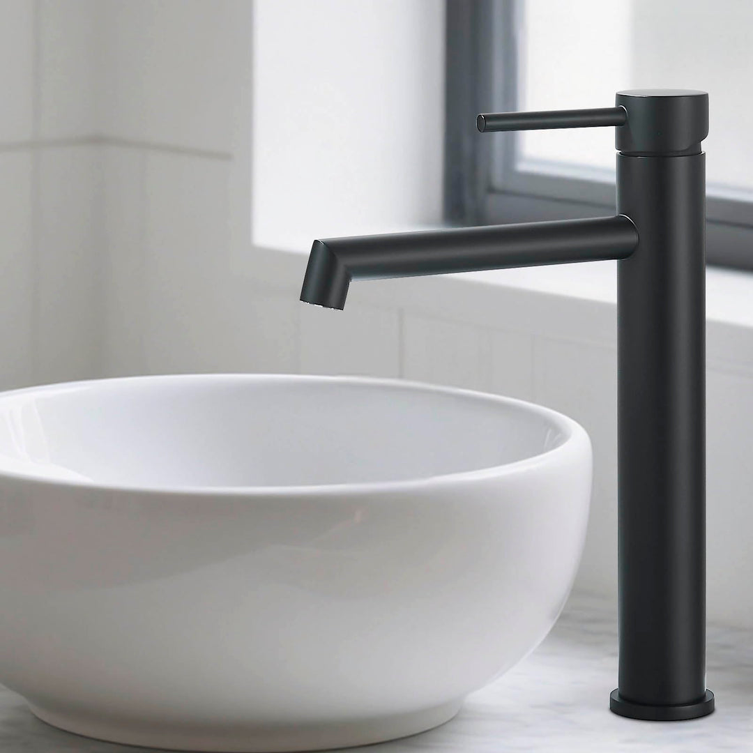 Waschtischarmatur Schwarz Matt Hoch Wasserhahn Bad Badezimmer Waschbecken Armatur Edelstahl Einhebel