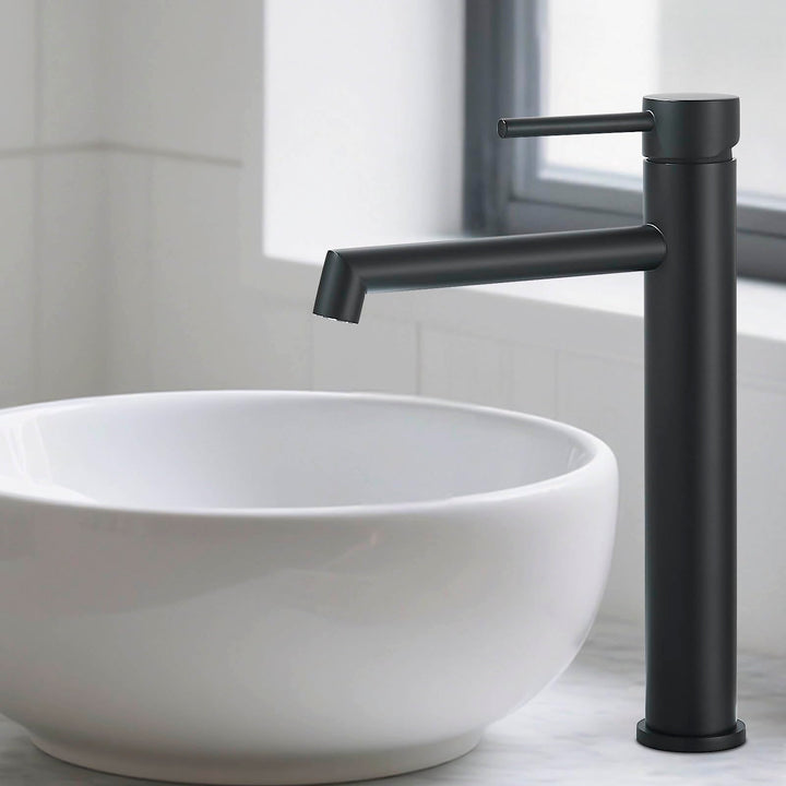 Waschtischarmatur Schwarz Matt Hoch Wasserhahn Bad Badezimmer Waschbecken Armatur Edelstahl Einhebel
