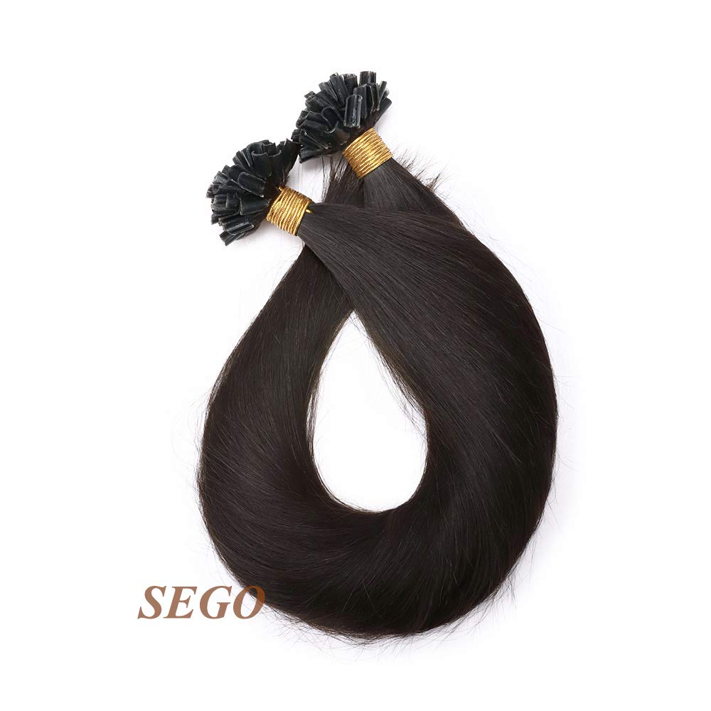 SEGO Extensions Echthaar Bondings Keratin U-Tip Remy Human Hair Haarverlängerung 50 Strähnen Natursc