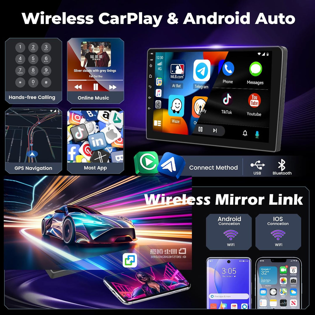 Hikity 4+64GB Autoradio Android 15 für Mazda 6 2007-2012 mit 9-Zoll-Touchscreen,Radio mit Wireless C