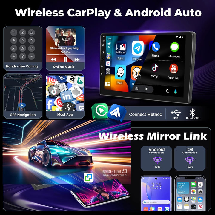 Hikity 4+64GB Autoradio Android 15 für Mazda 6 2007-2012 mit 9-Zoll-Touchscreen,Radio mit Wireless C