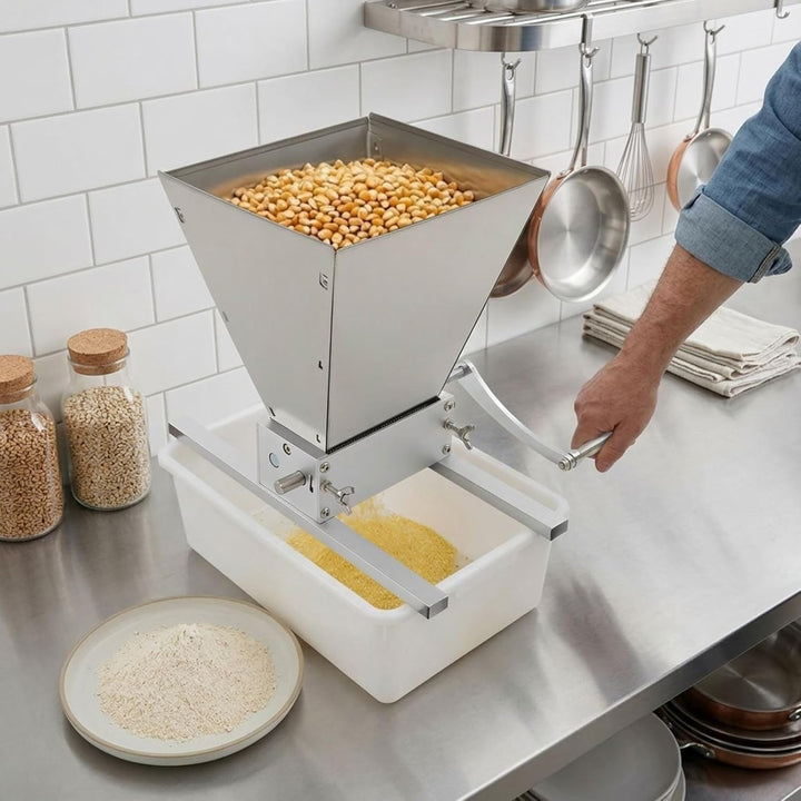 4L Manuelle Getreidemühle, Getreidequetsche für Gerste Weizen Malz Kaffee | Edelstahl Verstellbare G