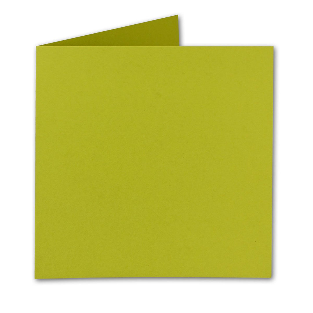 Quadratische Falt-Karten 15 x 15 cm - Limette - 300 Stück - formstabil - für Drucker geeignet - für