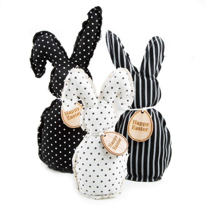Logbuch-Verlag 3 grosse Osterhasen Figuren aus Stoff 17 - 27 cm Hasen schwarz weiss Hasen Osterdeko