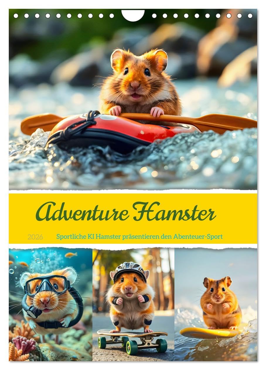 Adventure Hamster - Sportliche KI Hamster präsentieren den Abenteuer-Sport (Wandkalender 2026 DIN A4