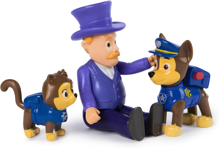 PAW PATROL Hero Pups – Actionfiguren-Set mit 1 Chase Hundefigur, 1 Chaos-Kätzchen Figur und 1 Bürger