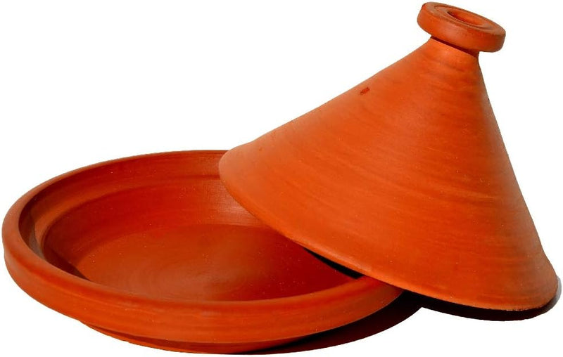 Marokkanische Tajine, Rund, Ø 34 cm, unglasiert zum Kochen für 6-8 Personen, Tontopf, Gartopf, Schmo