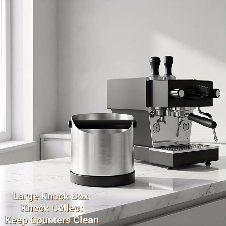Abklopfbehälter für Siebträger, 1400ml Grosse Edelstahl Espresso Kaffee Knock Box, Abklopfschale Kno