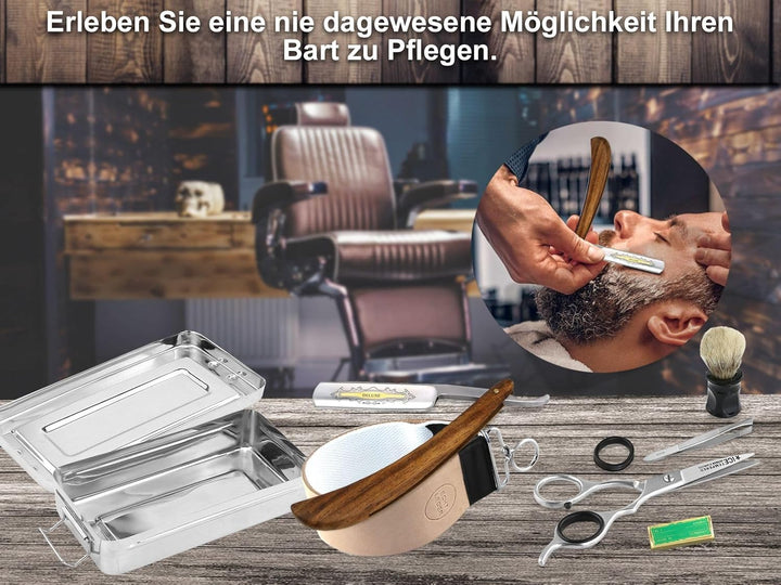 Rasiermesser Set 7 Teilig Komplett Rasier Set mit Paste aus Solingen in einer Rasier Box zur Idealen