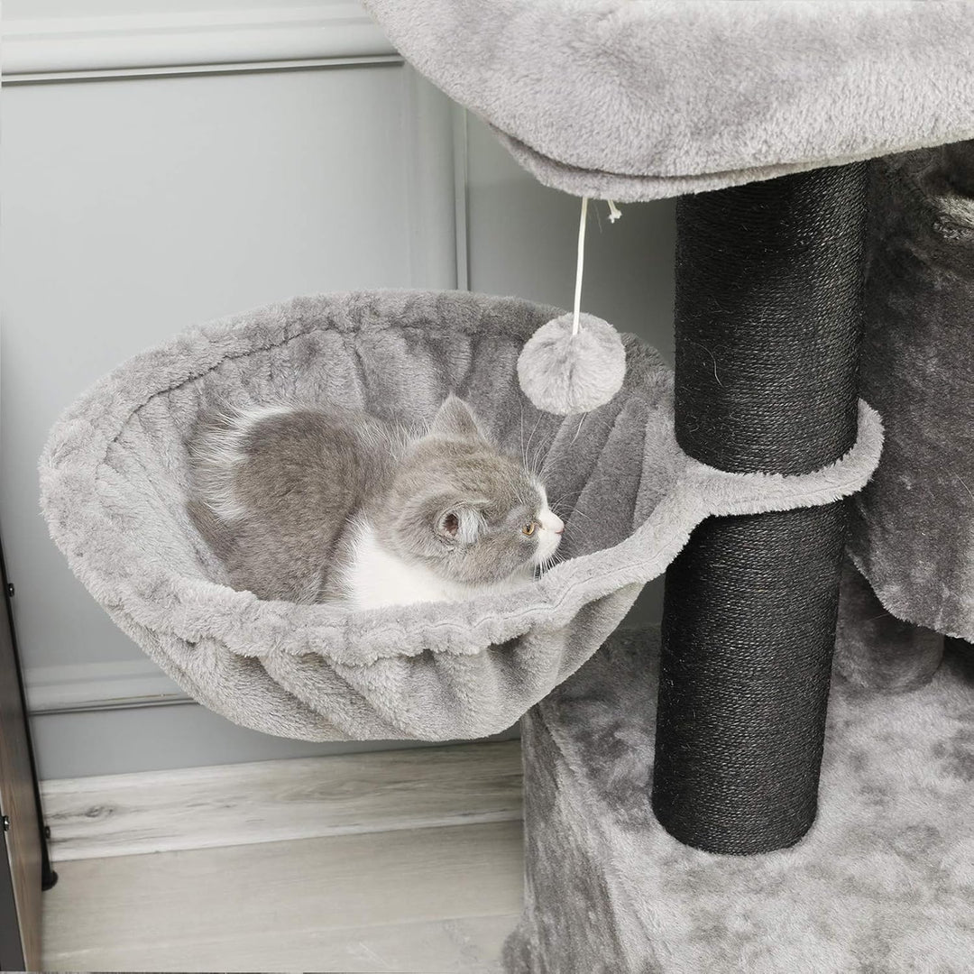 MSmask Kratzbaum gross XXL, Katzenbaum für Katzen stabil mit Sisalsäulen, 2 Aussichtsplattformen Hel