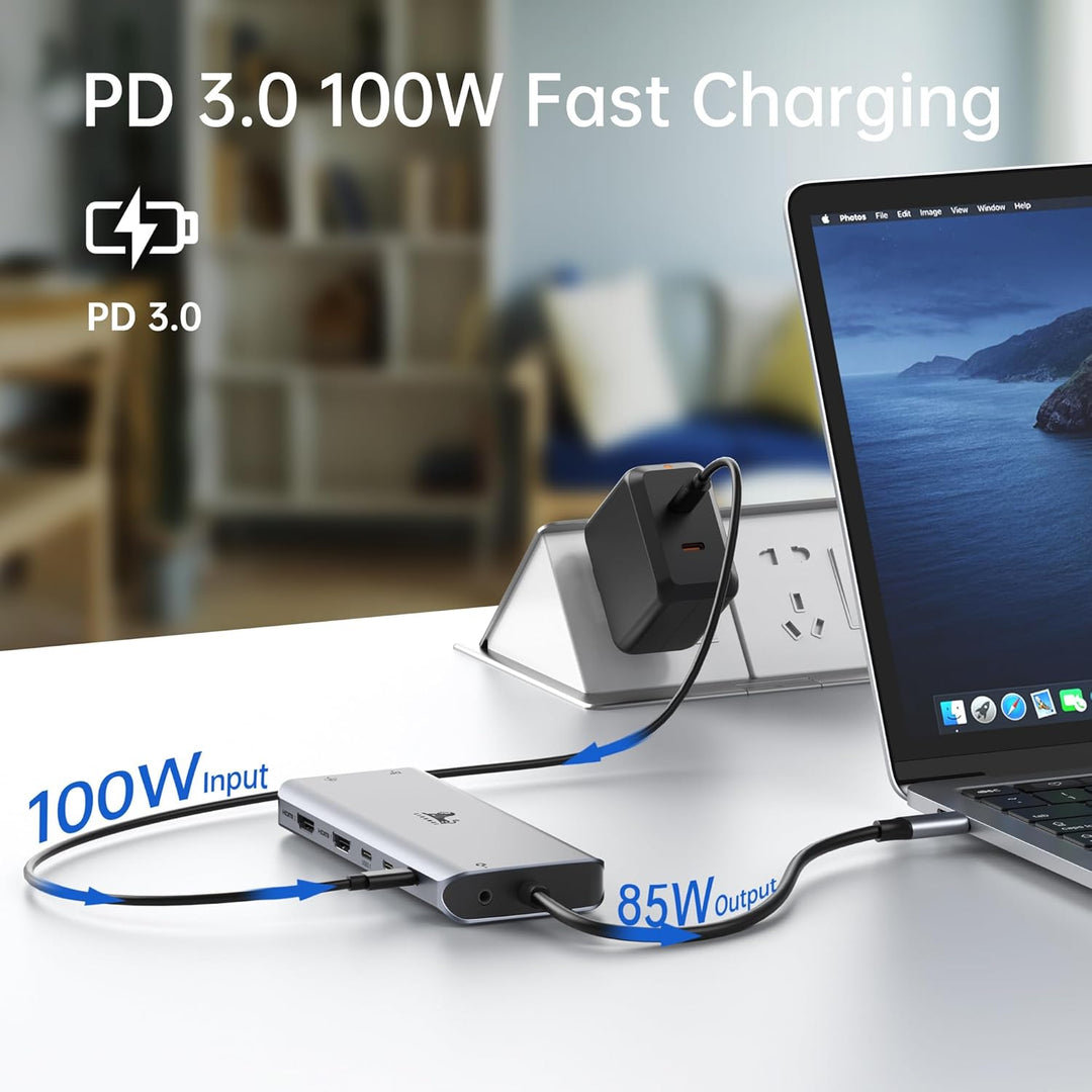 USB C Docking Station Dual Monitor Dockingstation Laptop 13 in 1 USB C Hub Triple Display mit 2 HDMI