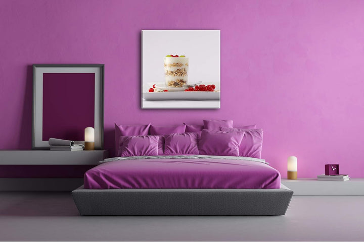 deyoli gesundes Müsli Frühstück im Format: 60x60 als Leinwandbild, Motiv fertig gerahmt auf Echtholz