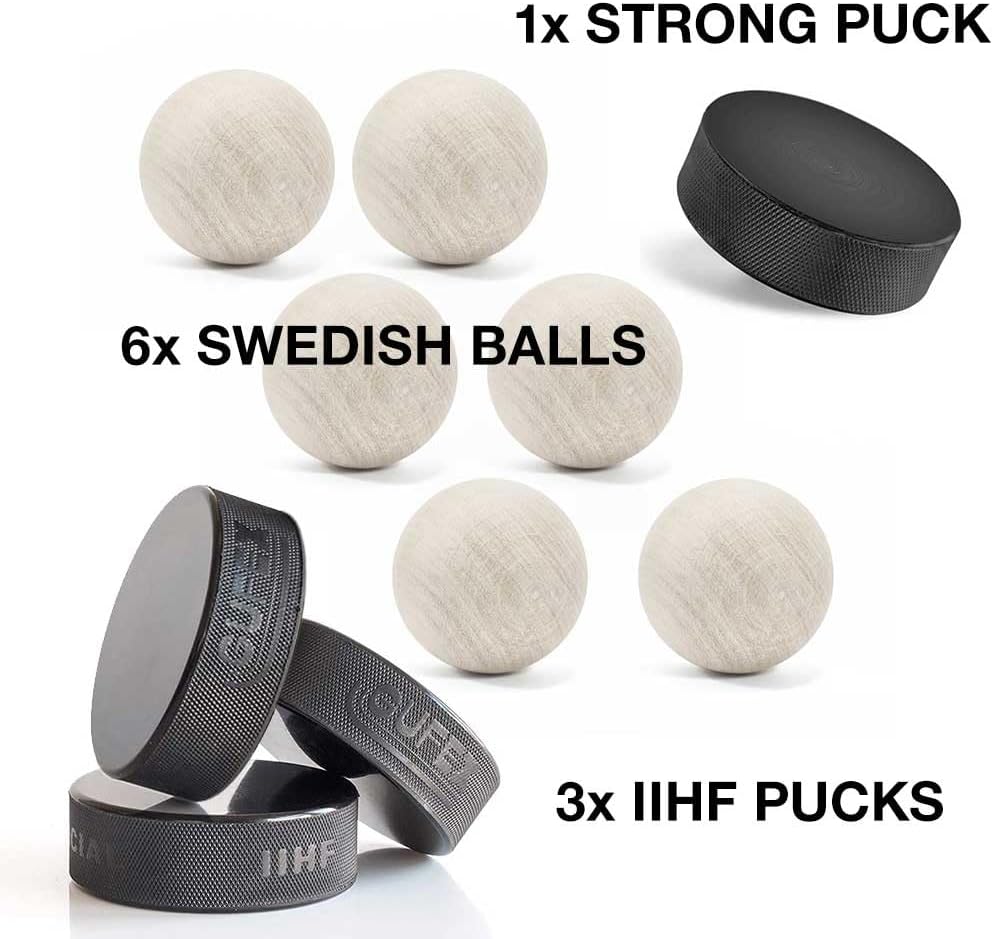 Hockey Revolution Essentials Kit – schwedische Stickhandling Bälle aus Holz mit Hockey-Pucks und sta
