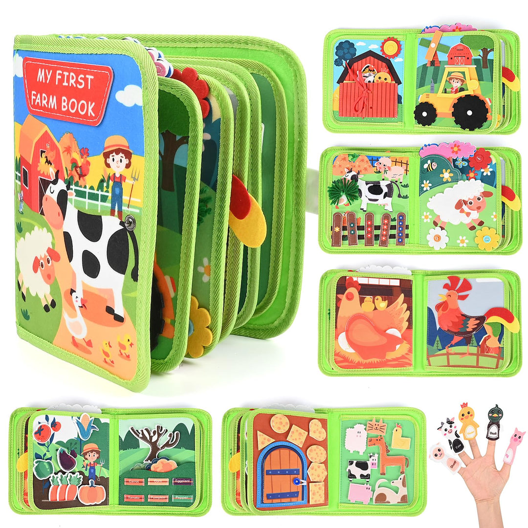 3D Filz Bauernhof Quiet Book, Busy Board Montessori Spielzeug ab 1-3 Jahre, Quiet Book Activity Boar