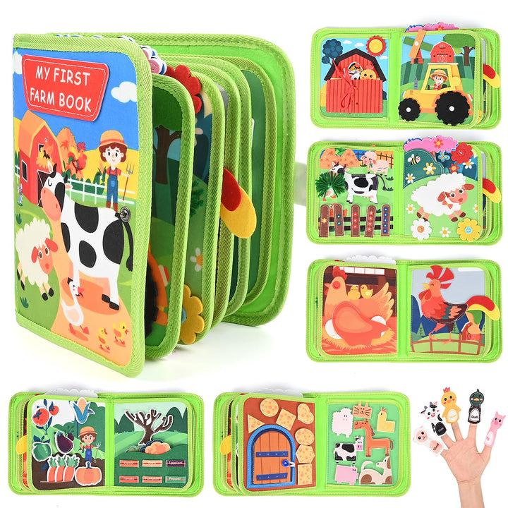 3D Filz Bauernhof Quiet Book, Busy Board Montessori Spielzeug ab 1-3 Jahre, Quiet Book Activity Boar