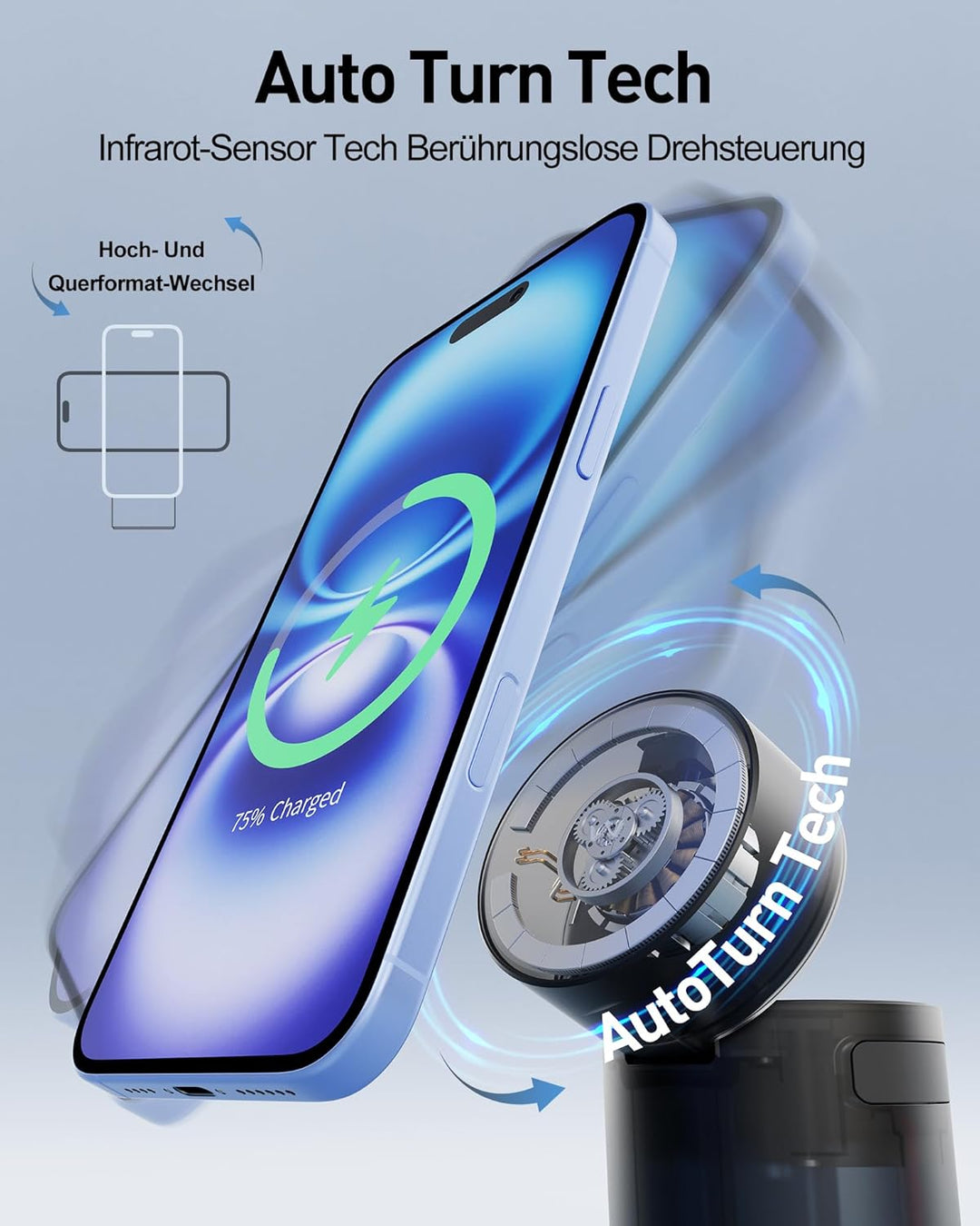 iWALK 3 In 1 Wireless Ladeständer Mit Automatischer Rotation, Ladestation Mit Magnet Für Apple Gerät