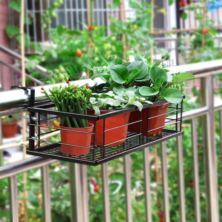 Yardwe Balkon Hängeblumenständer aus Eisen 50cm Geländer Pflanzenhalter für Garten Terrasse Langlebi