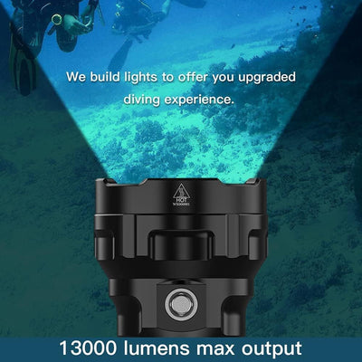 Wurkkos DL70 Tauchlampe, 13000 Lumen Tauchen Taschenlampe, 4*XHP50.2 (3V) LEDs Unterwasser Taschenla