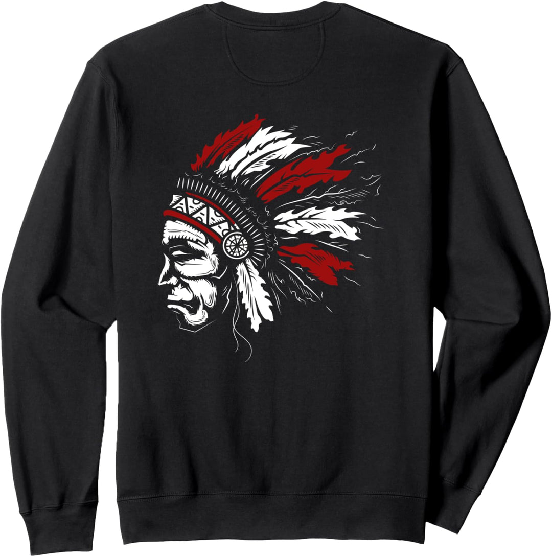 Backprint Indianer Kopfschmuck Sweatshirt