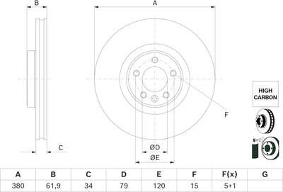 Bosch BD2019 Bremsscheiben - Vorderachse - eine Bremsscheibe