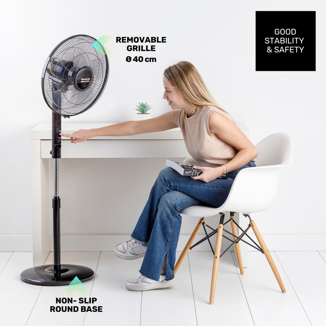 Taurus - Standventilator Boreal 16CR Silence 30W | 12 Stufen | Leise | 3 Modi | 5 Flügel | Oszillier