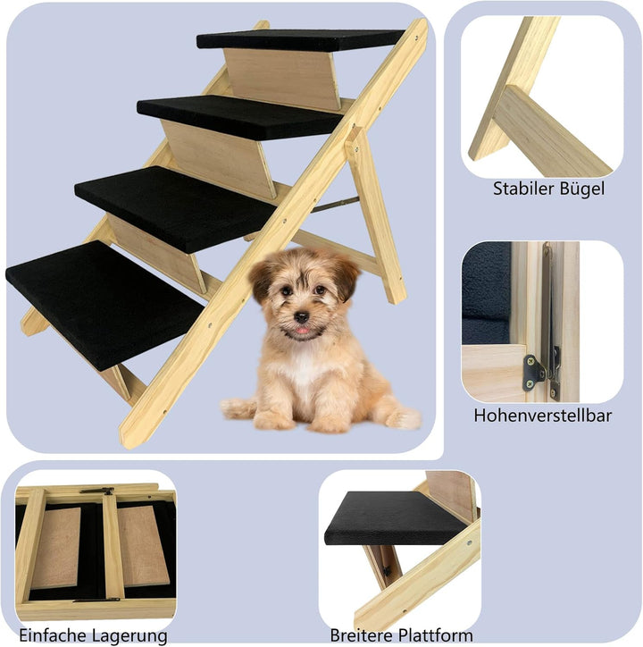 Aufun 2-in1 Hunderampe, Haustiertreppe Hundetreppe Faltbar für Katzen grosse und kleine Hunde, Tiert