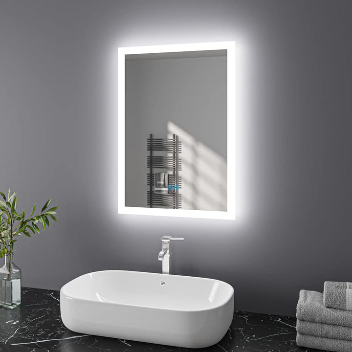 Badspiegel mit Beleuchtung 50x70 cm LED Spiegel Bad mit Touch-Schalter Beschlagfrei Badezimmerspiege