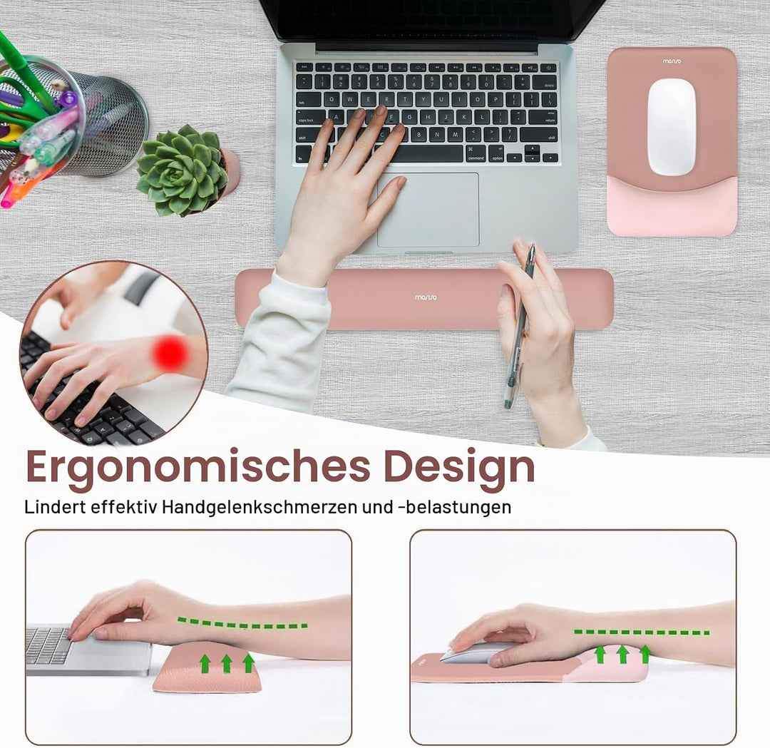 MOSISO Handgelenkstütze für Mauspad&Tastatur Set, Rechteckig Ergonomisch Mauspad Rutschfest Basis Ho