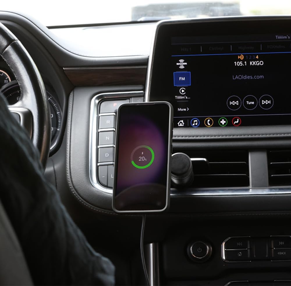 QUAD LOCK Lüftung Handyhalterung fürs Auto mit MAG-Kabellosem Ladekopf V2 und MAG-Hülle für iPhone 1