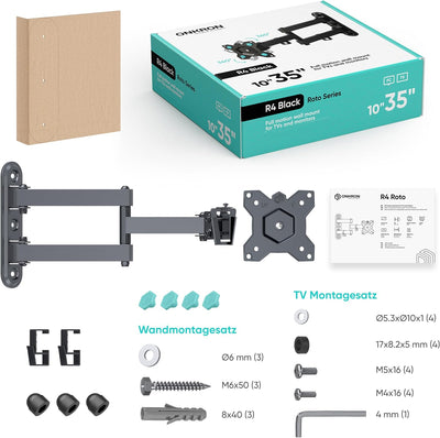 ONKRON Monitor Wandhalter schwenkbar & neigbar für 10-32 Zoll TV Wandhalterung, Flach&Curved Bildsch