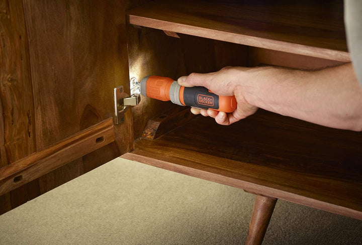 Black+Decker Akku-Stabschrauber (3.6V, 1,5 Ah, mit Schaftverlängerung, perfekt für kleine Schraubarb